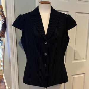 EUC Tahari ASL Black Pinstripe Women's cap short sleeve Blazer Sz 12